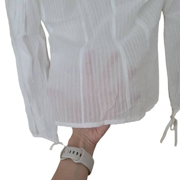 Chevignon Women's White Collared Long Sleeve Button Front Shirt Size Small - Picture 3 of 15